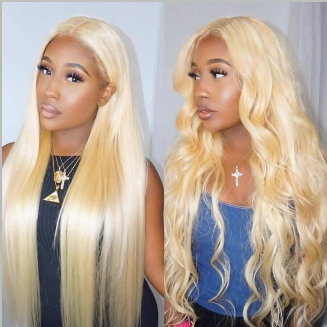 Honey Blonde Curly Frontal Wig